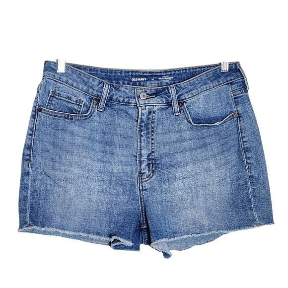 Old Navy Women's Blue Cut-Off Denim Shorts Size 14 High-Rise Jean Shorts