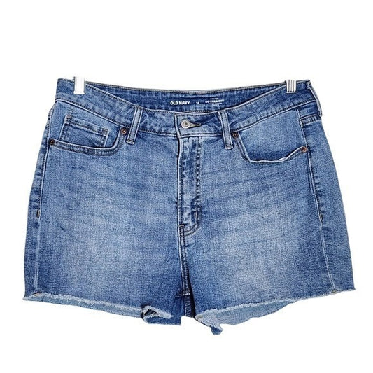 Old Navy Women's Blue Cut-Off Denim Shorts Size 14 High-Rise Jean Shorts