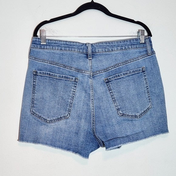 Old Navy Women's Blue Cut-Off Denim Shorts Size 14 High-Rise Jean Shorts