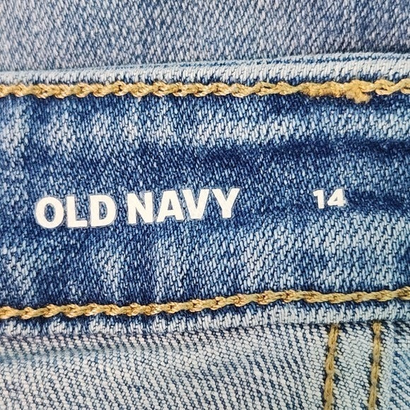 Old Navy Women's Blue Cut-Off Denim Shorts Size 14 High-Rise Jean Shorts