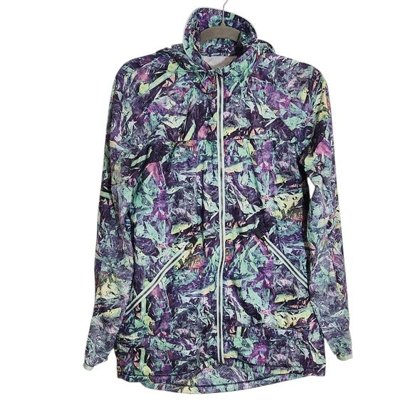 Lululemon Green and Purple Print Pack It Up Packable Jacket Size 4
