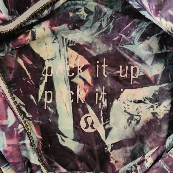 Lululemon Green and Purple Print Pack It Up Packable Jacket Size 4
