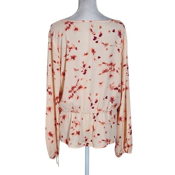 Worthington Pink Abstract Floral Print Wrap Blouse Size XL Pink Wrap Top