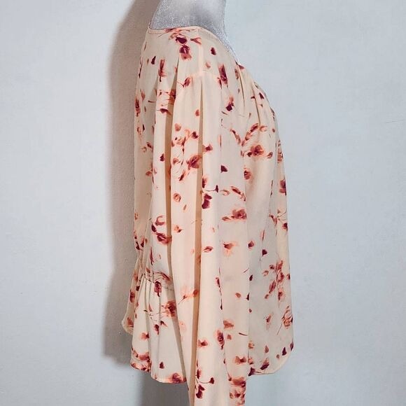 Worthington Pink Abstract Floral Print Wrap Blouse Size XL Pink Wrap Top