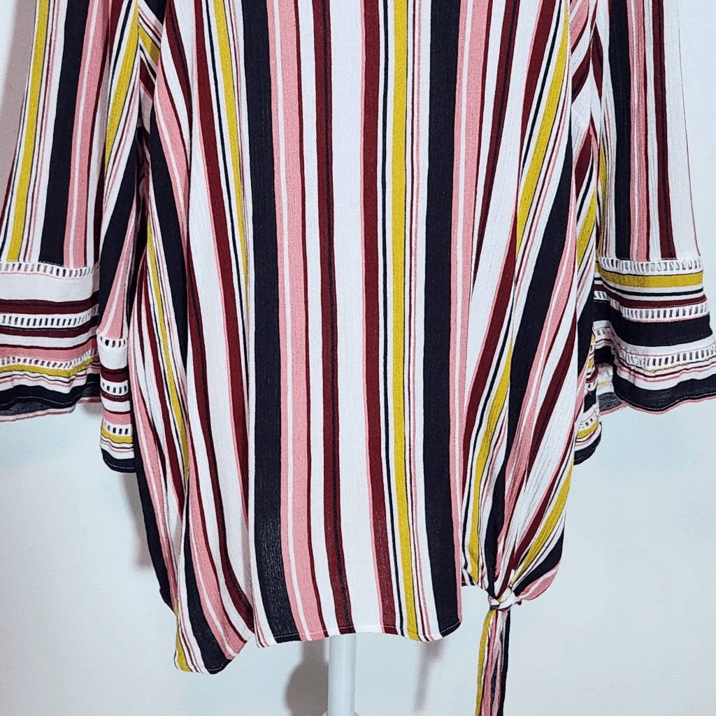 Cato Multi-Color Stripe Blouse with Full Sleeves Size 18/20 Plus Size Stripe Top