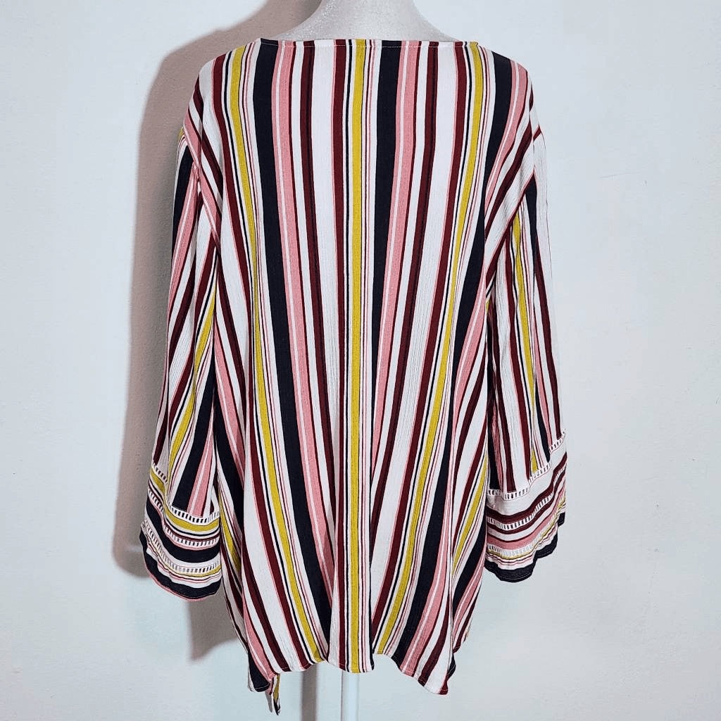 Cato Multi-Color Stripe Blouse with Full Sleeves Size 18/20 Plus Size Stripe Top