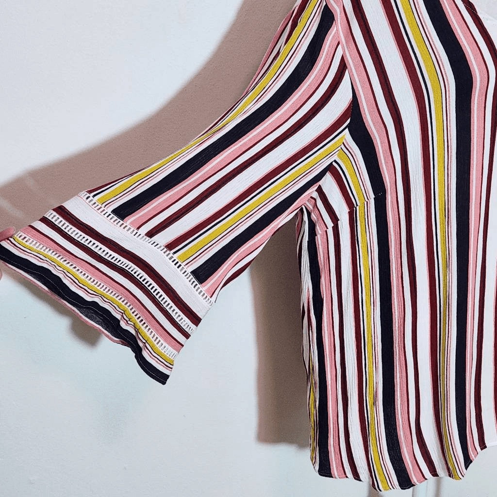 Cato Multi-Color Stripe Blouse with Full Sleeves Size 18/20 Plus Size Stripe Top