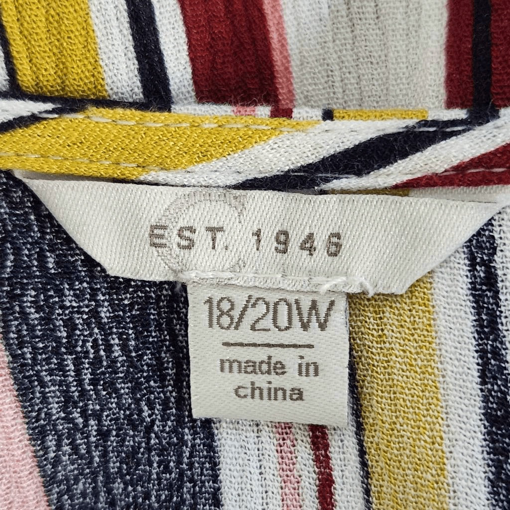Cato Multi-Color Stripe Blouse with Full Sleeves Size 18/20 Plus Size Stripe Top