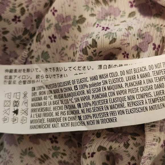 English Factory White and Purple Floral Blouse Size Small