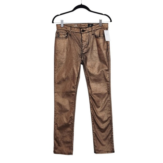 AG AG Adriano Goldschmied Metallic Bronze Straight Leg Jeans Size 26 NWT