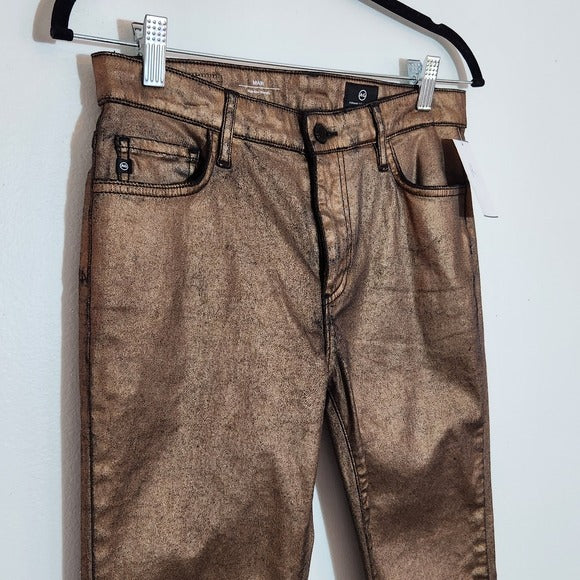 AG AG Adriano Goldschmied Metallic Bronze Straight Leg Jeans Size 26 NWT