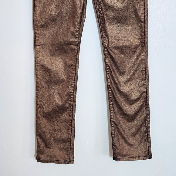 AG AG Adriano Goldschmied Metallic Bronze Straight Leg Jeans Size 26 NWT