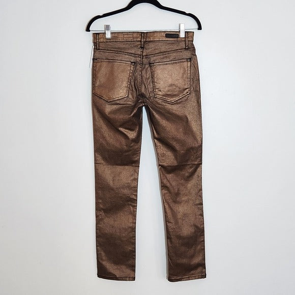 AG AG Adriano Goldschmied Metallic Bronze Straight Leg Jeans Size 26 NWT