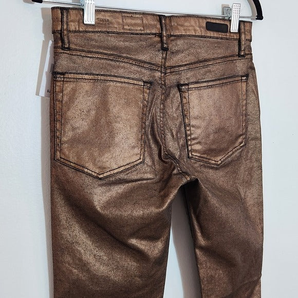 AG AG Adriano Goldschmied Metallic Bronze Straight Leg Jeans Size 26 NWT