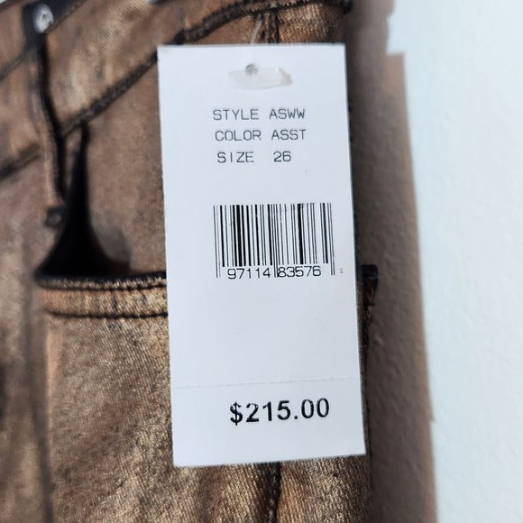 AG AG Adriano Goldschmied Metallic Bronze Straight Leg Jeans Size 26 NWT