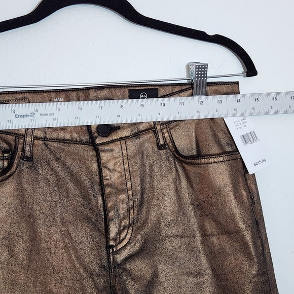 AG AG Adriano Goldschmied Metallic Bronze Straight Leg Jeans Size 26 NWT