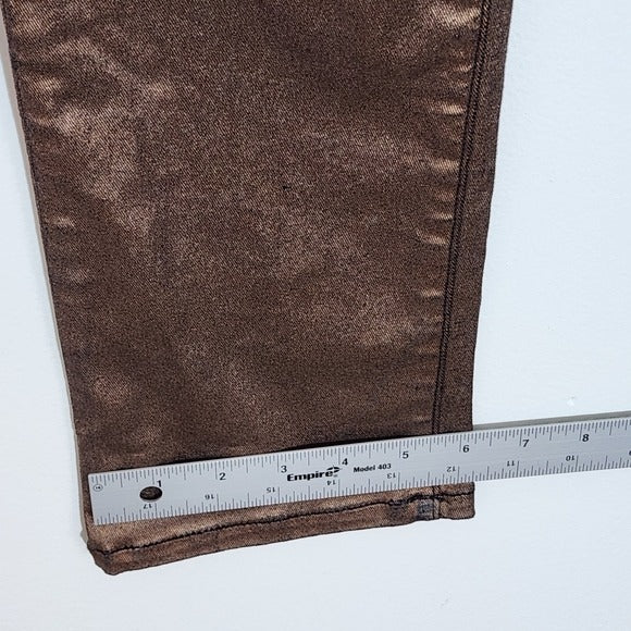 AG AG Adriano Goldschmied Metallic Bronze Straight Leg Jeans Size 26 NWT