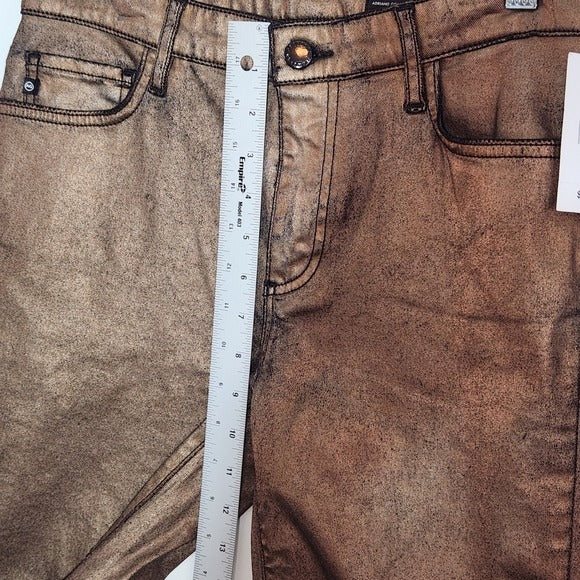 AG AG Adriano Goldschmied Metallic Bronze Straight Leg Jeans Size 26 NWT