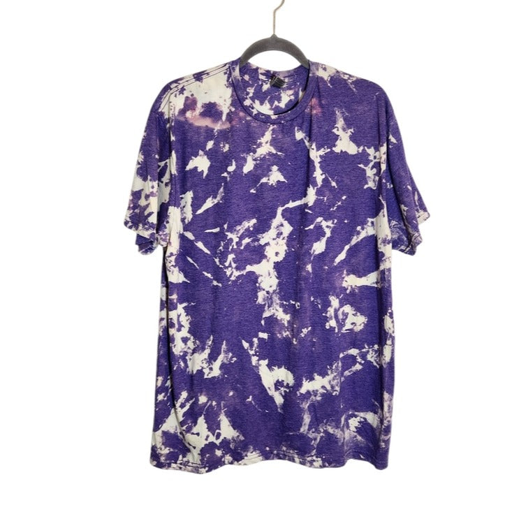 Gildan Purple and Off White Tie Dye Tee Size XL