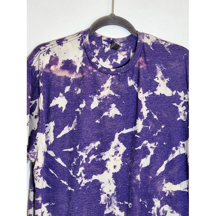 Gildan Purple and Off White Tie Dye Tee Size XL
