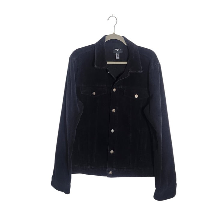 Forever 21 Black Corduroy Trucker Jacket Size Large