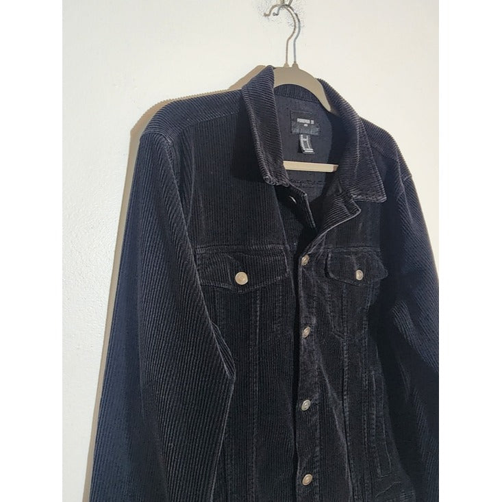 Forever 21 Black Corduroy Trucker Jacket Size Large