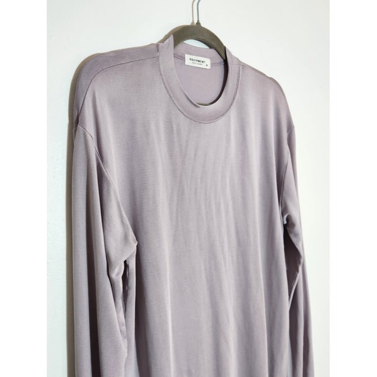 Equipment Dusty Purple 100% Silk Long Sleeve Tee Size Medium