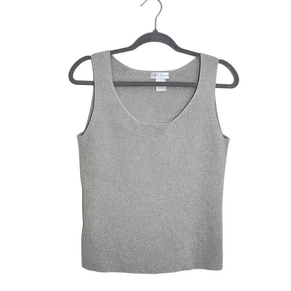 Garfield & Marks Silver Ribbed Knit Tank Top Size Medium