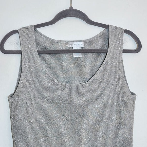 Garfield & Marks Silver Ribbed Knit Tank Top Size Medium