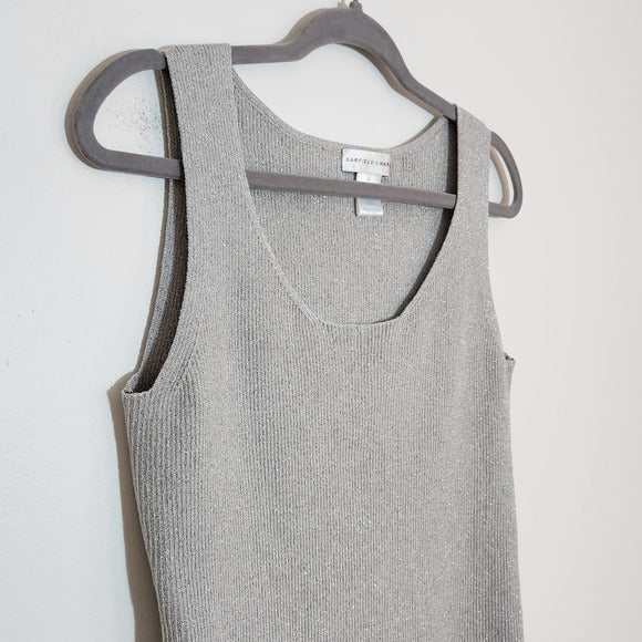 Garfield & Marks Silver Ribbed Knit Tank Top Size Medium