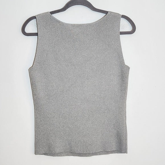 Garfield & Marks Silver Ribbed Knit Tank Top Size Medium