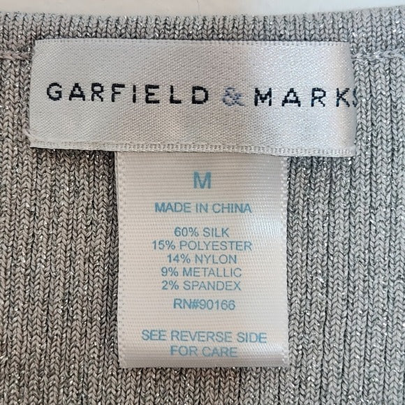 Garfield & Marks Silver Ribbed Knit Tank Top Size Medium
