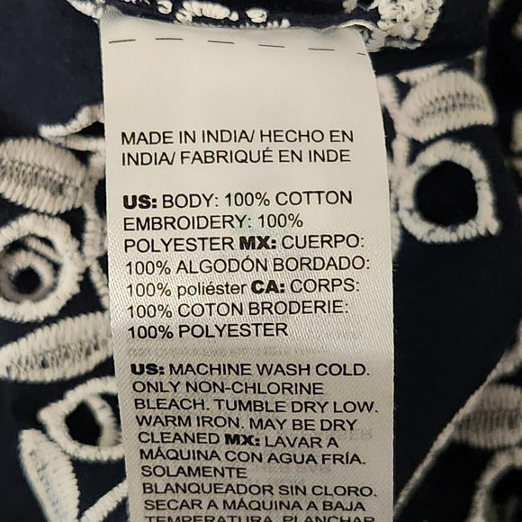 Chico’s Navy Embroidered Tunic Blouse Size 0 Small 4/6