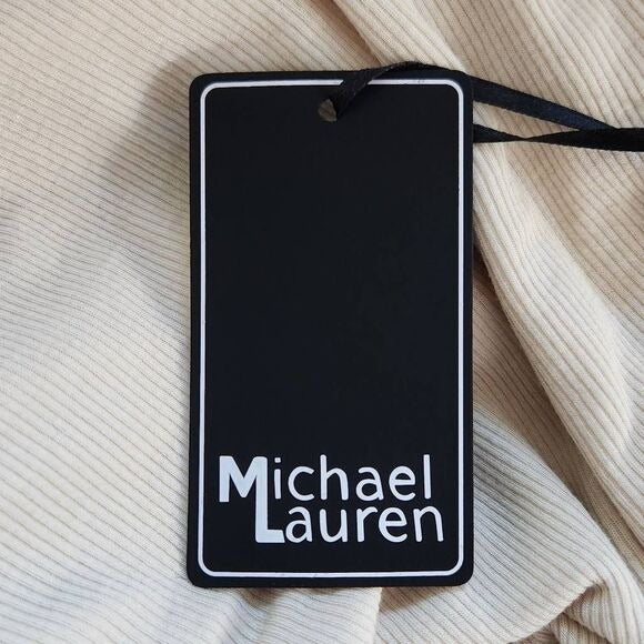 Michael Lauren Cream Ribbed Knit Cutout Top Size Small