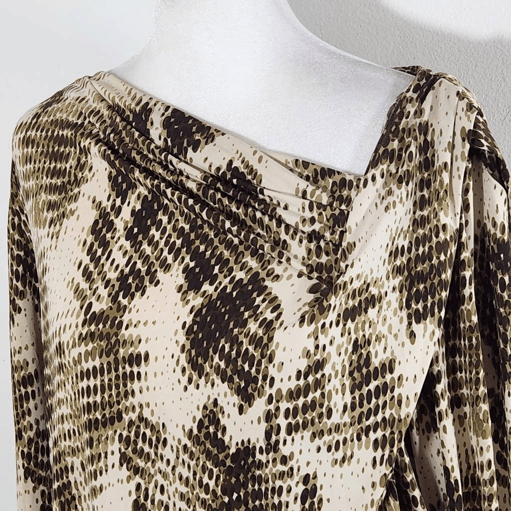 Ellen Tracy Brown Snakeskin Print Dress Size Medium Wedding Guest Dress