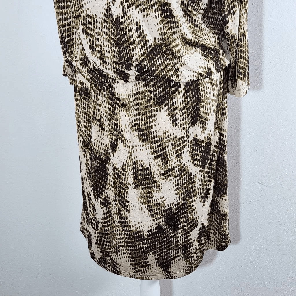 Ellen Tracy Brown Snakeskin Print Dress Size Medium Wedding Guest Dress