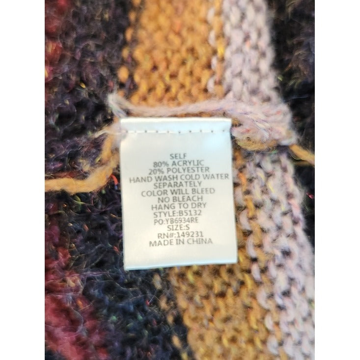 Kori America Navy Multicolor Striped Fuzzy Sweater Size Small