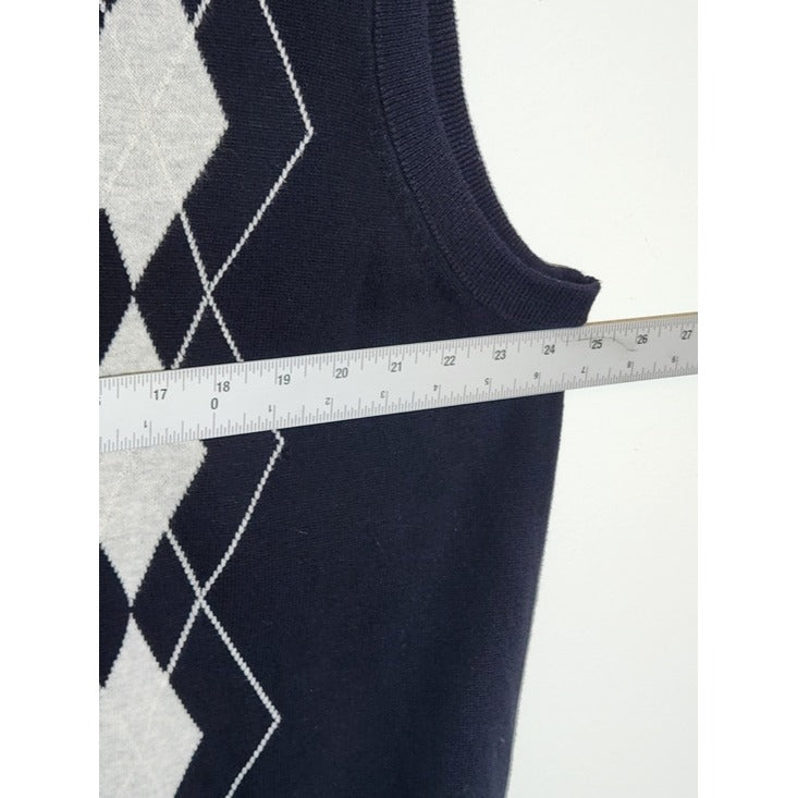 Saddlebred Black and Gray V-Neck Argyle Sweater Vest Size XL