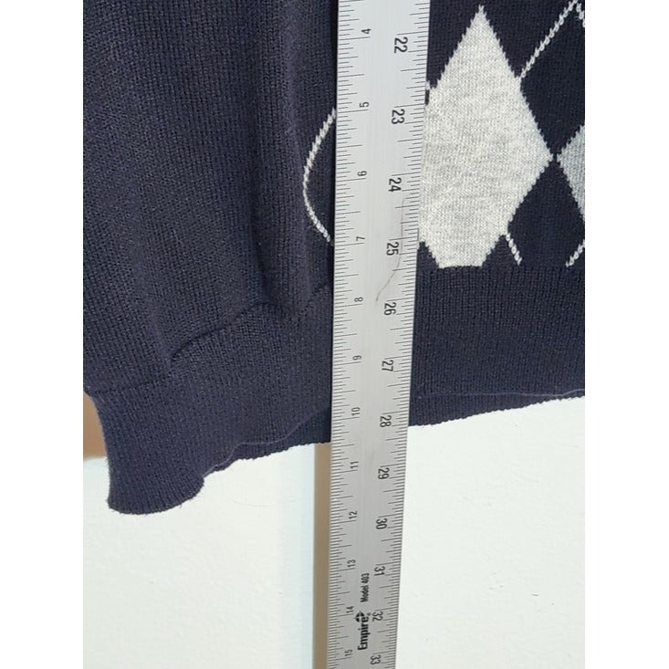 Saddlebred Black and Gray V-Neck Argyle Sweater Vest Size XL