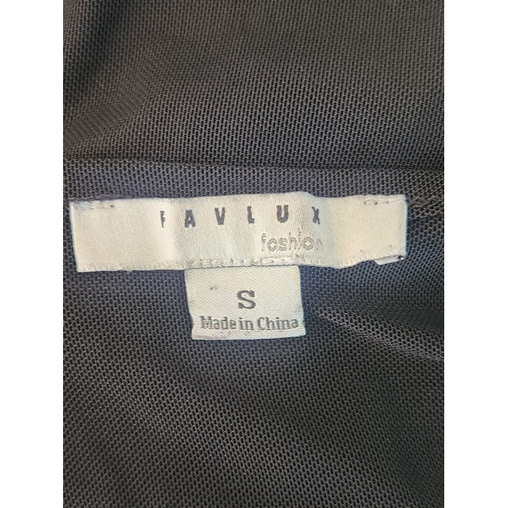 FAVLUX Sleeveless Tie-Front Black Sheer Mesh Kimono Size Small
