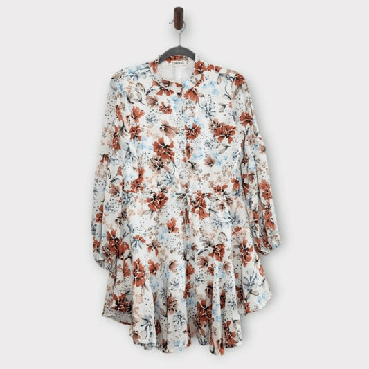 Clarisbelle Floral Chiffon Shirt Dress Size Small Coquette Wedding Guest Dress
