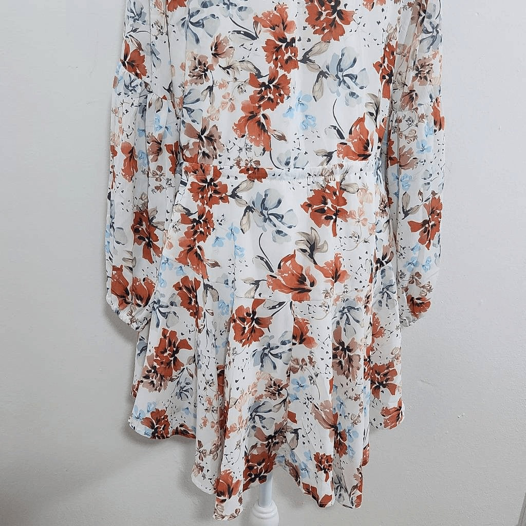Clarisbelle Floral Chiffon Shirt Dress Size Small Coquette Wedding Guest Dress