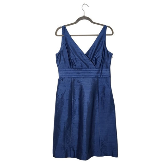 Ann Taylor Blue Sleeveless Silk Dress Size 10 Blue Wedding Guest Dress