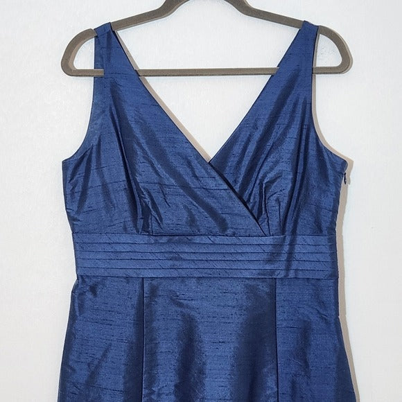 Ann Taylor Blue Sleeveless Silk Dress Size 10 Blue Wedding Guest Dress