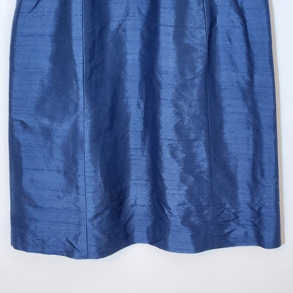 Ann Taylor Blue Sleeveless Silk Dress Size 10 Blue Wedding Guest Dress