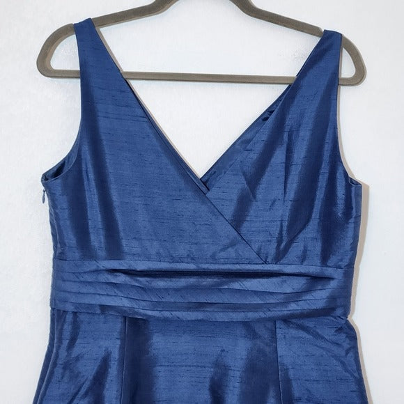 Ann Taylor Blue Sleeveless Silk Dress Size 10 Blue Wedding Guest Dress