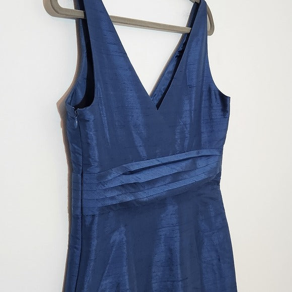 Ann Taylor Blue Sleeveless Silk Dress Size 10 Blue Wedding Guest Dress
