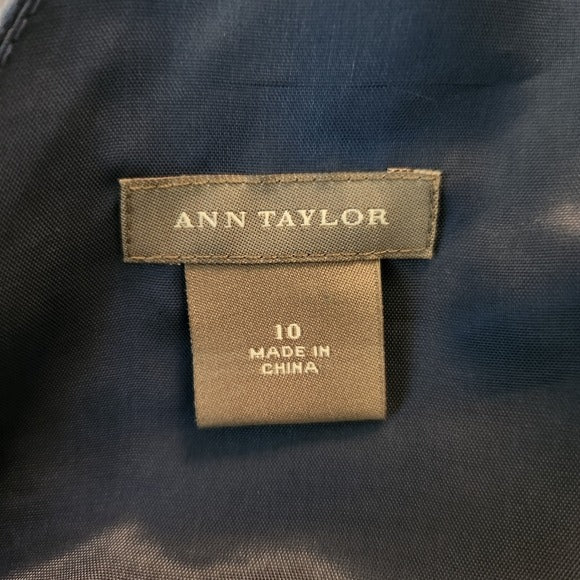 Ann Taylor Blue Sleeveless Silk Dress Size 10 Blue Wedding Guest Dress
