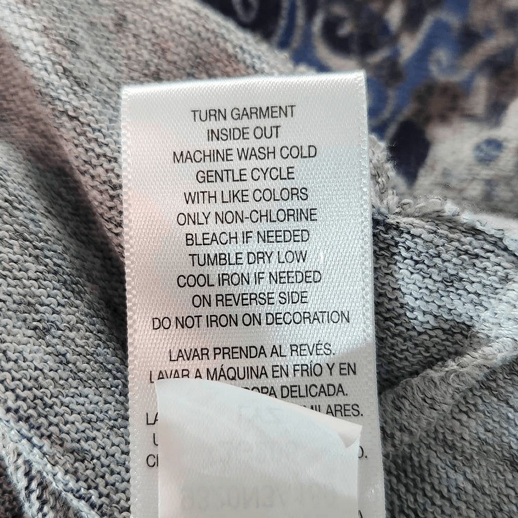 One World Blue and Gold Boho Print Knit Top Size XL Blue Boho Top