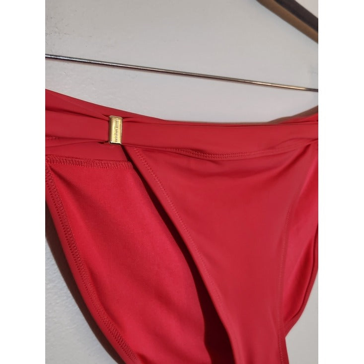 Victoria's Secret Dark Pink Bikini Bottom with Gold Tone Accents NWT Size Large